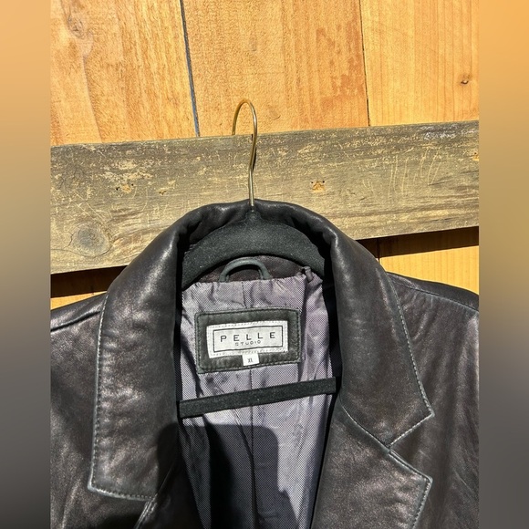 Vintage Pelle Studio black leather jacket-sz XL minimalist button winter fall‎ - Picture 5 of 9